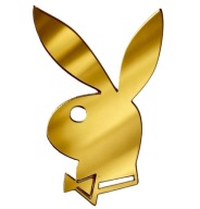 Playboy králičia hlava pre sexi chlapa pre chlapca PLEXI dekor, zlaté zrkadlo