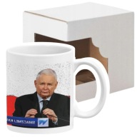 VTIPNÝ HRNČEK S POTLAČOU KACZYŃSKI PIS PREZIDENTSKÝ HRNČEK AKO DARČEK + KARTÓN