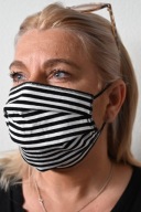 Opätovne použiteľná dvojvrstvová maska, čierne a biele pruhy