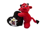 Valentínsky plyšový maskot čerta s červeným srdiečkom, 20 cm