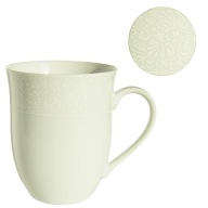 Veľký biely porcelánový hrnček 450 ml čipkované hrnčeky Rina 1079
