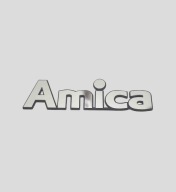 Emblém nálepky AMICA 35 x 10 mm * STRIEBORNÝ CHROM
