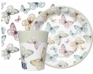 SET TANIERE, hrnčeky, obrúsky, MOTÝLY, NARODENINY, jarná dekorácia na stôl