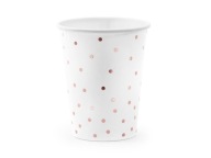 Biele spoločenské poháre s ružovými bodkami 260 ml/6 ks