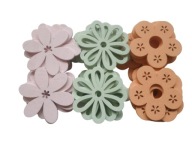 Drevené mini FLOWERS jarný mix farieb 12 ks. scrapki