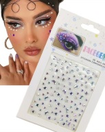 KRYŠTÁLOVÉ NÁLEPKY NA TVÁR kryštály DIAMANTY 3D OČI MAKEUP vlasy SUPER