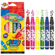 Colorino fixy, obojstranné fixy s pečiatkami, 6 farieb