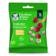 Ryžové a pšeničné chrumky Banán Malina pre deti 7g GERBER Bio
