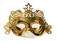 Zlatá benátska maska ​​s ornamentom Karneval Silvester, 1 ks