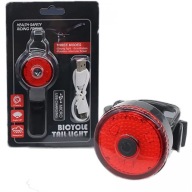 SILIKONOVÁ BICYKELOVÁ LAMPA NA BICYKEL 3x LED ČERVENÁ USB
