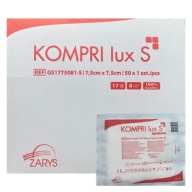 Gázový obklad bez závitu RTG sterilný 17N 8W 7,5cmx7,5cmx1ks KOMPRIluxS 50ks