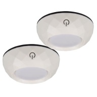 2x samolepiaca LED podskriňová lampa okrúhle, BIELE svetlo do skrine