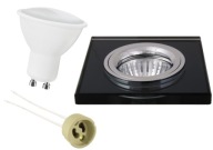 SET SET HALOGÉNOVÉ SKLO SVIETIDLO Štvorcové ČIERNA + LED GU10 5W