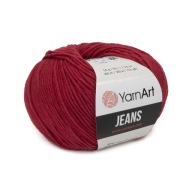 50g priadza, 55% bavlna 45% akryl, YarnArt Jeans tmavo červená 51
