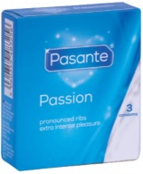 Pasante Passion Rebrované kondómy, 3 kusy