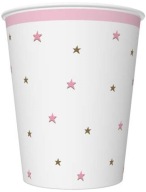 STARS papierové poháre ružové narodeninové bábätko 250ml 8 ks.