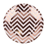 ROSE GOLD cik-cak papierové taniere 18cm párty