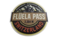 NÁLEPKA NA FLUELA PASS ŠVAJČIARSKO 6,6 x 6,6 cm UNIKÁTNA KOLEKCIA