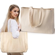 Bavlnená NÁKUPNÁ TAŠKA 45x12x35cm ECRU 280g ECO Veľkokapacitná univerzálna