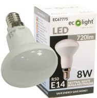 hríbová žiarovka R50 LED 8W = 60W 4000K E14 NW