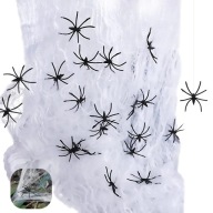 HALLOWEENSKÁ PAVÚČA, BIELA ​​ROZTAŽNÁ 60G + 60 PAVÚKOV