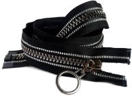 Deliaca kocka zips 8 mm čierny strieborný prúžok 65 cm