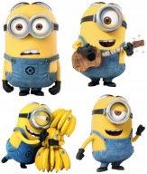 NÁLEPKY ROZPRÁVKOVÝCH MINIONOV NA BIELEJ FÓLII NA NÁSTENNÝ NÁBYTOK