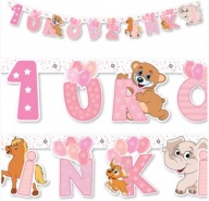 GIRLAND PINK BANNER 1. narodeniny Jeden rok
