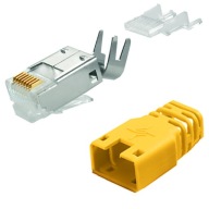Zástrčka RJ45, kategória 6A, obrazovka, žltý kryt, Telegartner