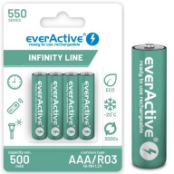 4x NABÍJACIE BATÉRIE NI-MH EVERACTIVE R3 AAA 550mAh pre SOLÁRNE LAMPY