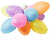 REŤAZOVÁ girlanda Farebné VEĽKONOČNÉ VAJÍČKY S GLITTER LED, napájané 2xAA batériami