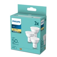 3x GU10 Philips LED žiarovka 4,7W = 50W / 380 lumenov / farba 2700K / 36°