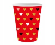 Valentínske papierové poháre so srdiečkami 250 ml 6 ks.