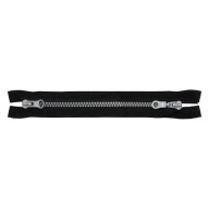 Kockový zips na bundu 2 jazdce 75cm / ČIERNA - STRIEBORNÁ