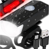LED CYKLISTICKÁ LAMPA NA BICYKEL, NA RIADTIKÁ, VÝKONNÁ, NABÍJACIA, USB + ZADNÁ