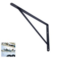 Vystužená oceľová podpera police 300x200x4,0 mm, čierna