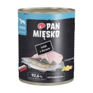 Morčacie mäso na panvici s treskou 800 g mokré krmivo pre dospelých psov