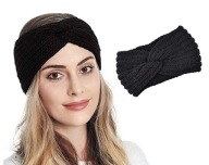Gumička do vlasov Turban Uzol ČIERNA Teplá jeseň zima uši hrubé