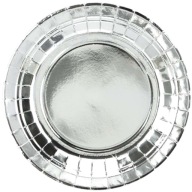 STRIEBORNÉ metalické narodeninové papierové taniere PARTY narodeniny 6 ks