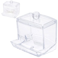 Kúpeľňový organizér, nádobka na štuple s krytom, 9x7x9 cm