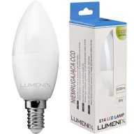 E14 LED žiarovka 858lm 8W CCD sviečka HEAT