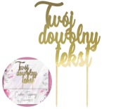 CAKE TOPPER Akýkoľvek nápis Glamour Birthday Baptism Communion Gold