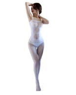 SEXY BIELA ​​OTVORENÁ BODYSTOCKING SEX PRÁDLO