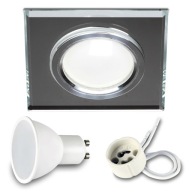 SET ŠTVORHRANNÉ SKLENENÉ ZRKADLO +LED GU10 7W