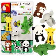 GUMA 3D FÓRKY KROKODÝL SLON ŽIRAFA MONKEY PANDA 5 KS