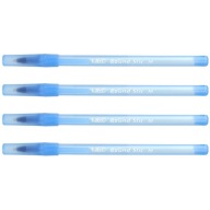 BIC Round Stic Stredné školské kancelárske pero, modré, 1 mm, 4 ks