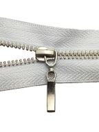 Zips, kovový jazdec, nerozoberateľný #3, biely, 10 cm
