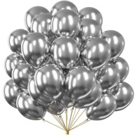 STRIEBORNÉ CHROMOVÉ BALÓNY CHROMOVÁ LESKLÁ METALIKA 10' NA NARODENINY A SVADBU x25