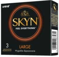Unimil SKYN LARGE bezlatexové kondómy, zväčšené, veľká veľkosť, 3 ks.