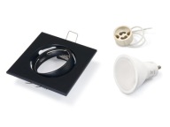SET ČIERNA HALOGÉNOVÁ LAMPA + 4W LED ŽIAROVKA + GU10 4500K